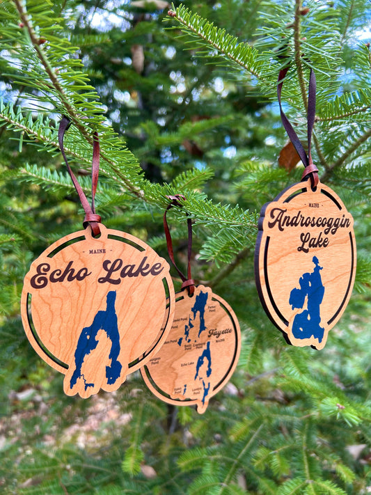 Wooden Lake Ornaments - Personalized