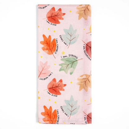 Autumn Leaves Affirmations Tea Towel