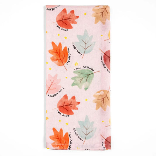 Autumn Leaves Affirmations Tea Towel