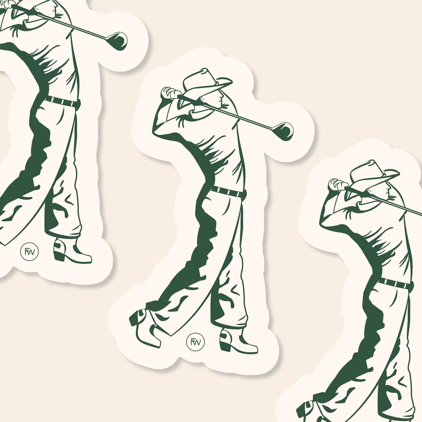 Golfing Cowboy Vinyl Sticker