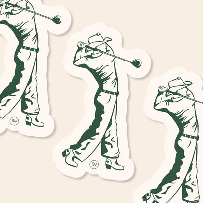 Golfing Cowboy Vinyl Sticker