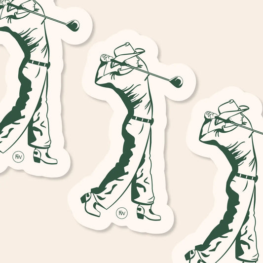 Golfing Cowboy Vinyl Sticker
