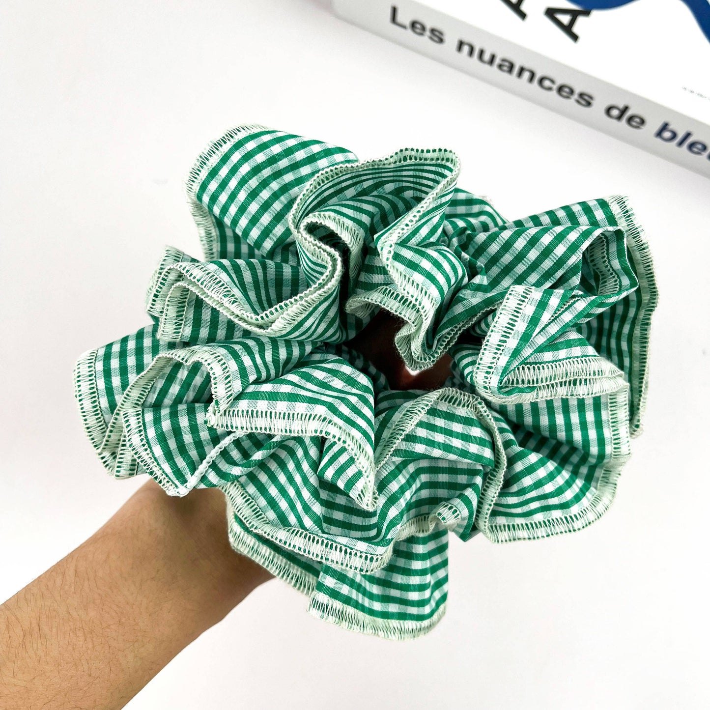 Diva Soap Retro Plaid Scrunchie – Double-Layered Two-Tone Hair Tie