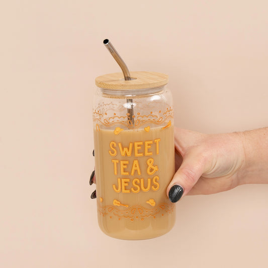 Sweet Tea & Jesus Western Glass Can