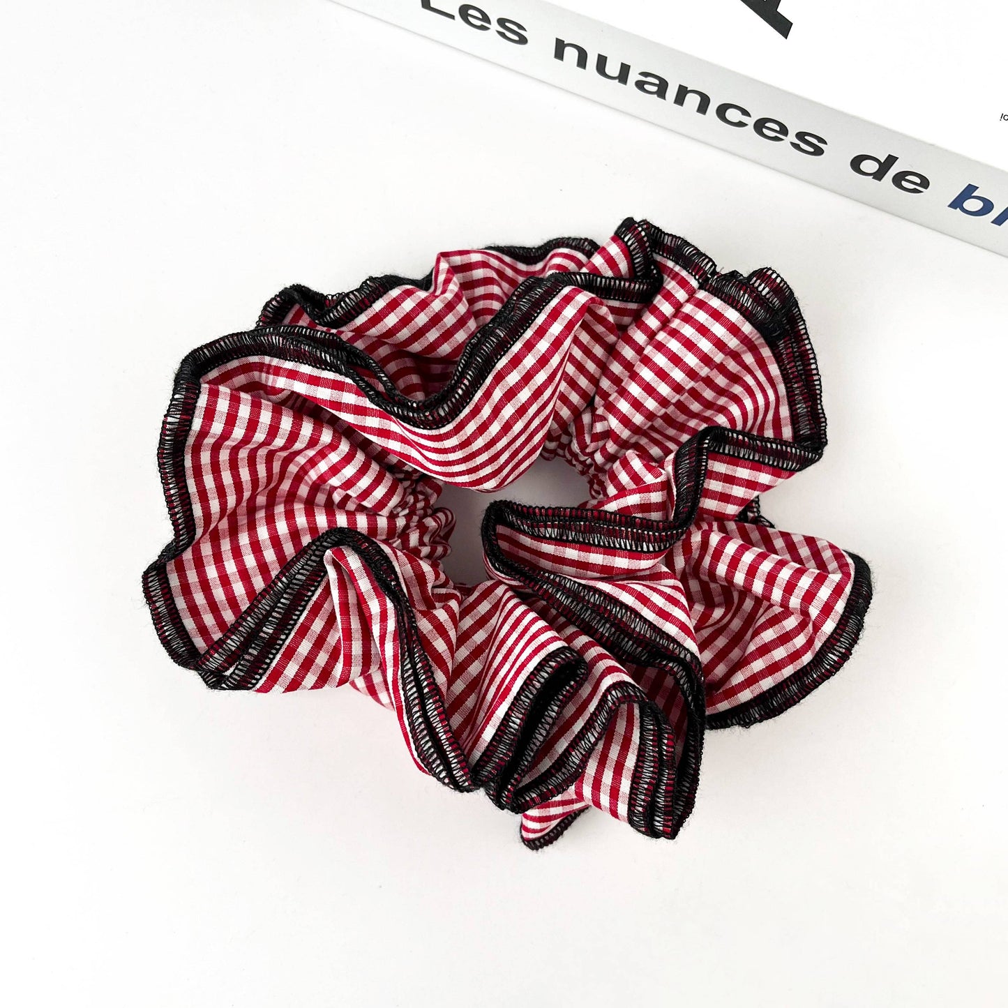 Diva Soap Retro Plaid Scrunchie – Double-Layered Two-Tone Hair Tie
