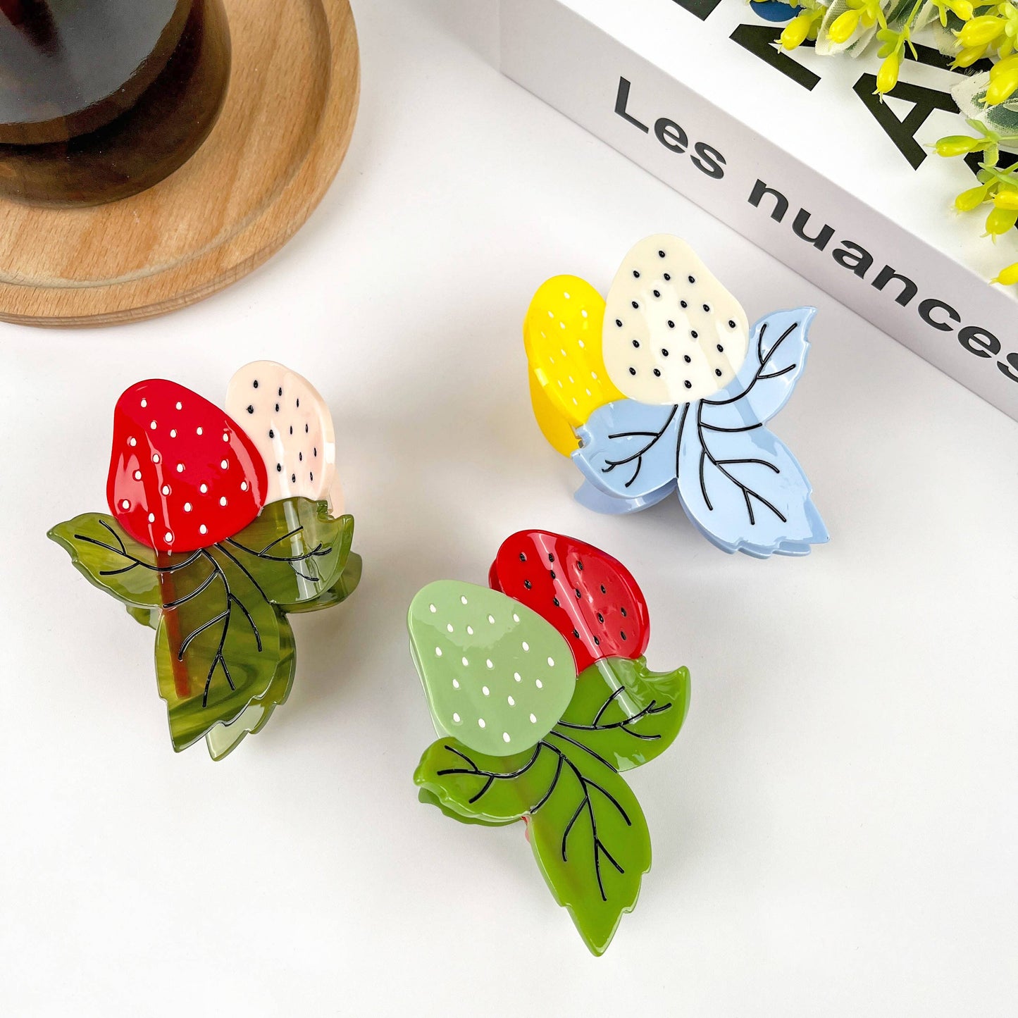 Two Strawberry Claw Clip, Fruit Hair Clip