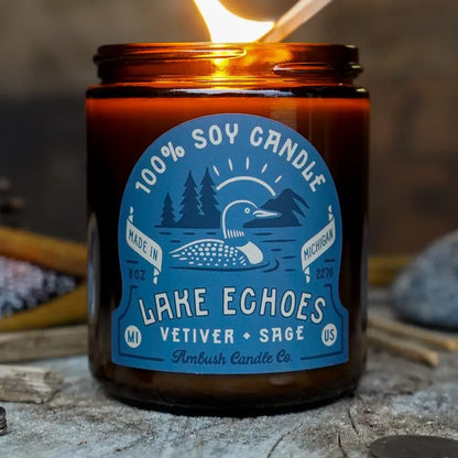 Ambush Candle Co. - Lake Echoes | Vetiver + Sage 8oz Soy Candle