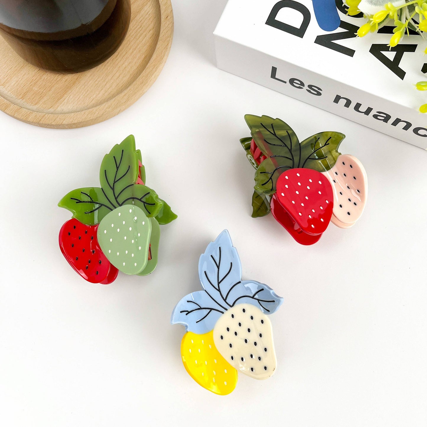 Two Strawberry Claw Clip, Fruit Hair Clip