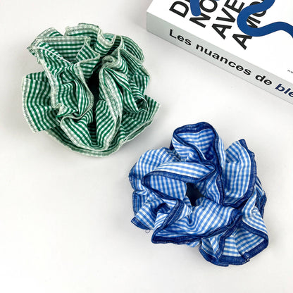 Diva Soap Retro Plaid Scrunchie – Double-Layered Two-Tone Hair Tie