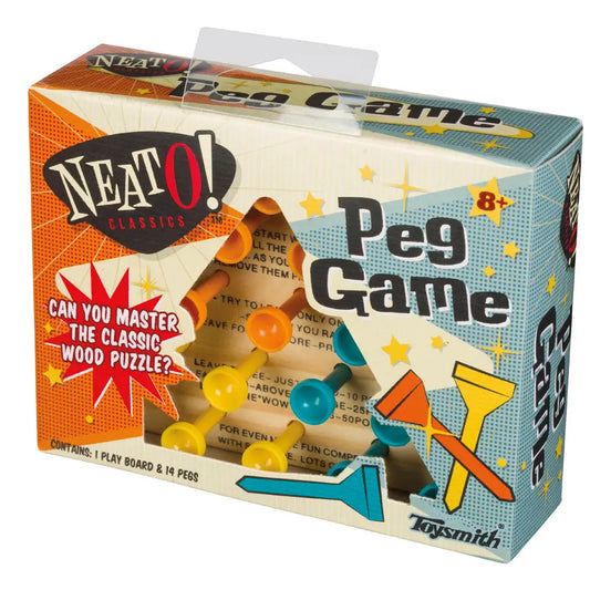 Neato! Classic Wooden Peg Game, Travel Size- Retro Classic