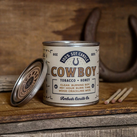 Cowboy | Tobacco + Honey 8oz Soy Candle