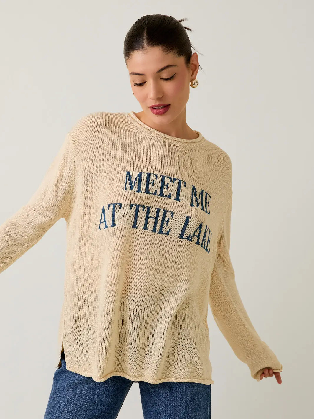 Round Neck "Meet Me At the Lake" Lt Weight Sweater