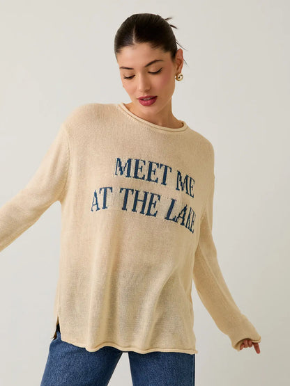 Round Neck "Meet Me At the Lake" Lt Weight Sweater