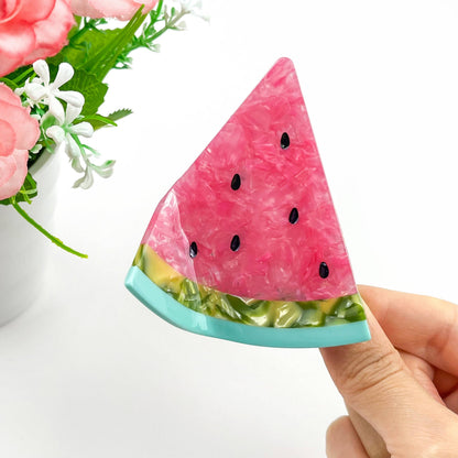 DIva Soap Triangular Watermelon Claw Clip, Acetate Fruit Hair Clip