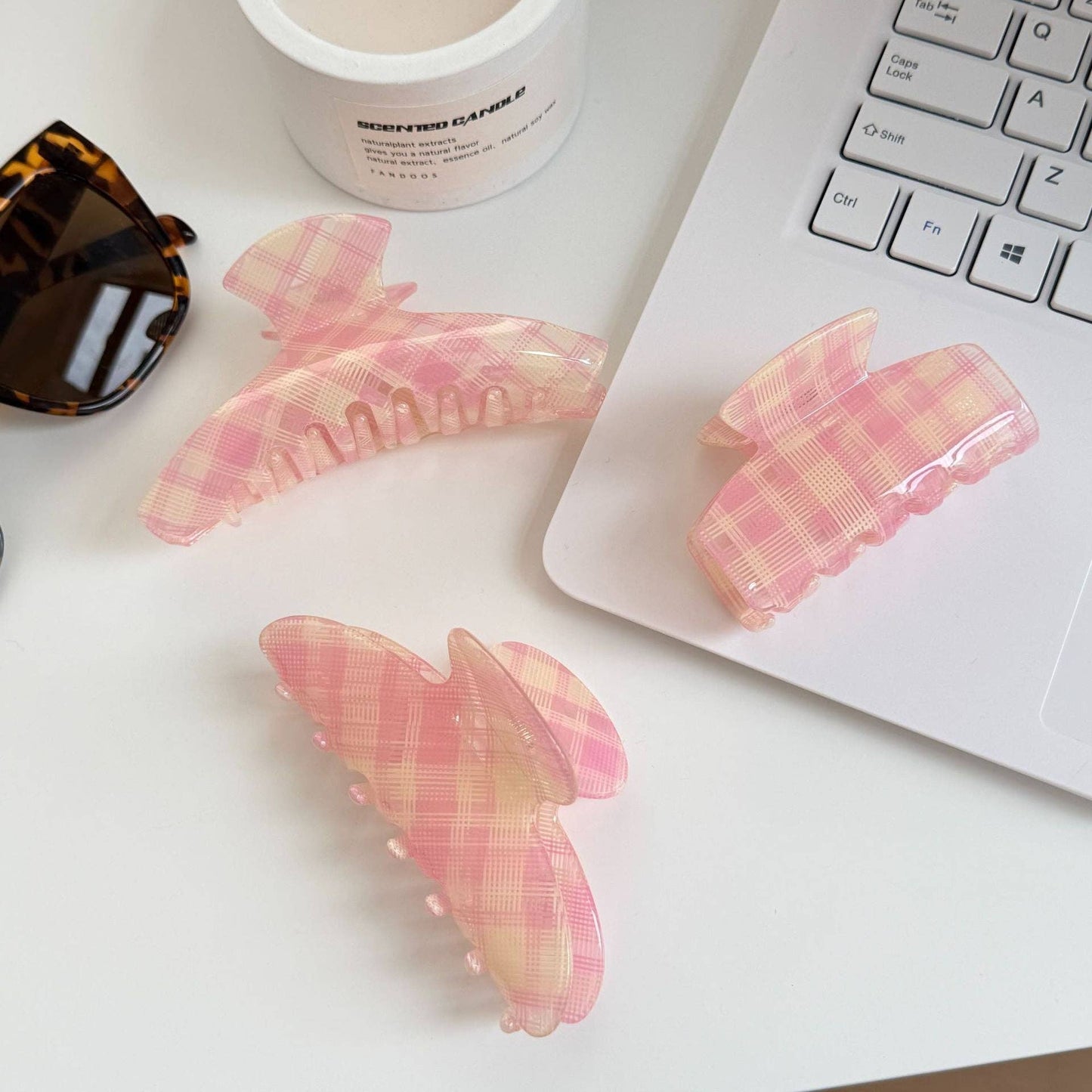 Fashion Color Contrast Plaid Acetate Hair Claws MK2PPM6W6HCP497