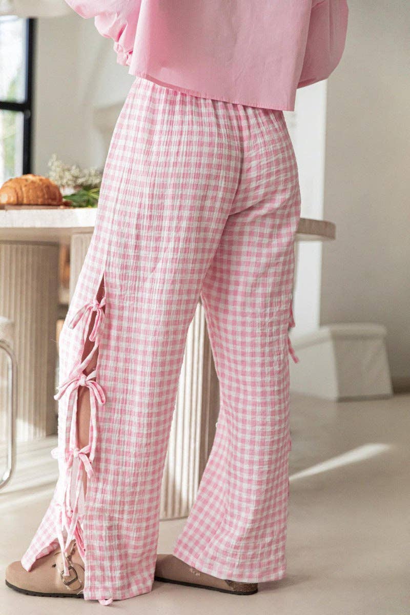 Bow Side Split Plaid Casual Pants MK2BLW6W1DPT38