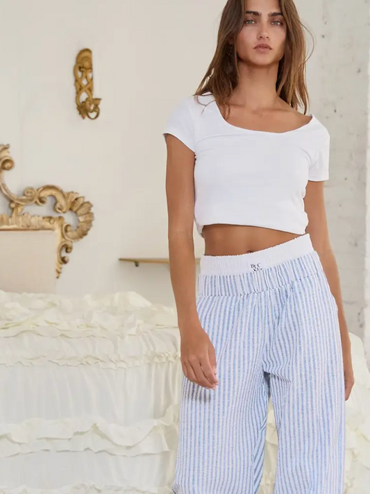 Bucket List Striped Exposed Boxer Pants