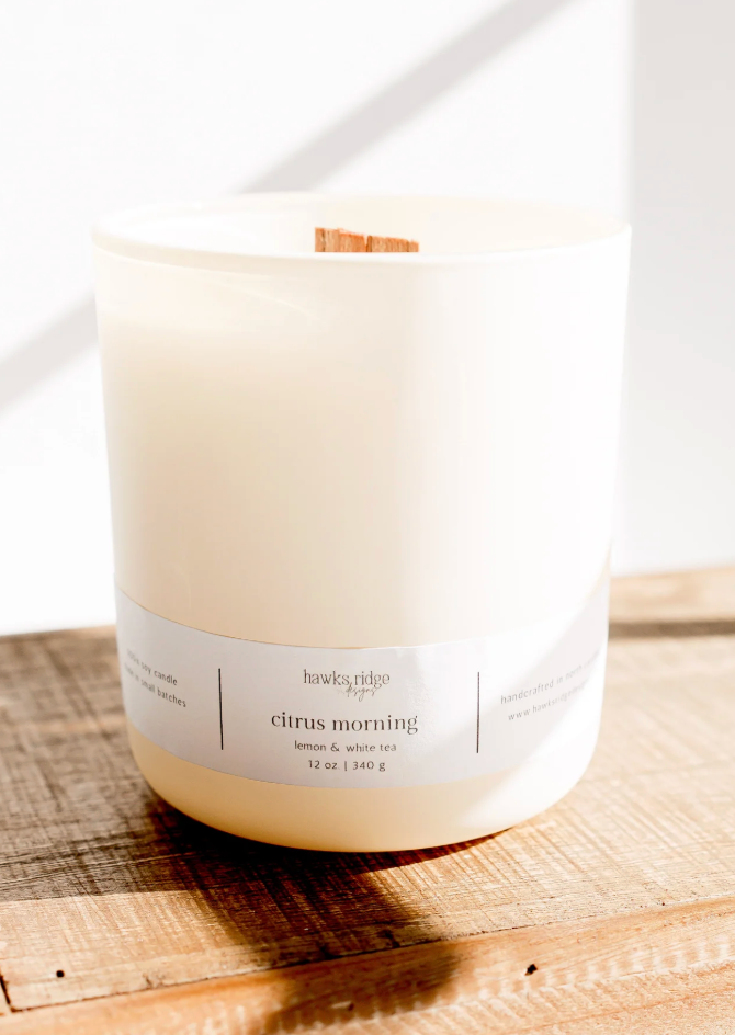 Hawks Ridge Citrus Morning Wood wick Candle