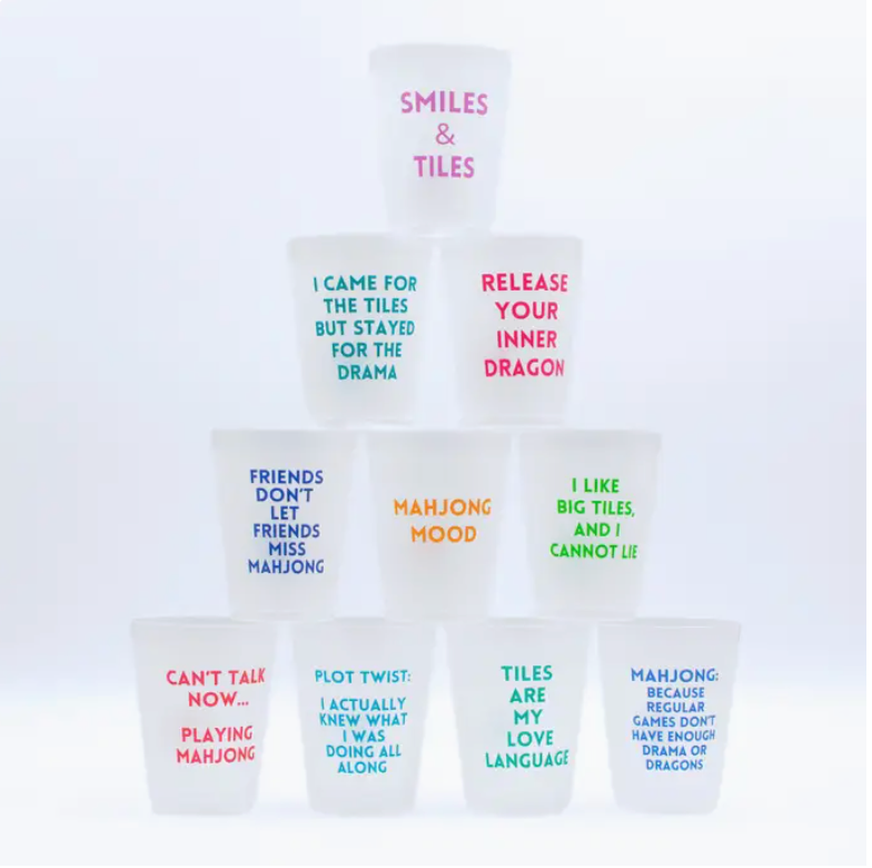 Mahjong Frosted Cups | 10 Different Designs in Every Pack