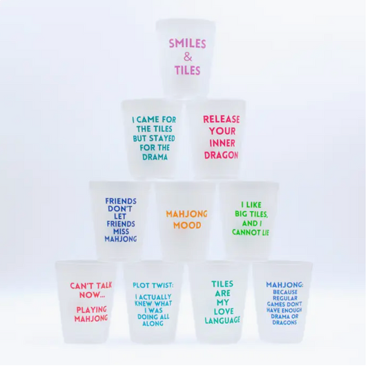 Mahjong Frosted Cups | 10 Different Designs in Every Pack