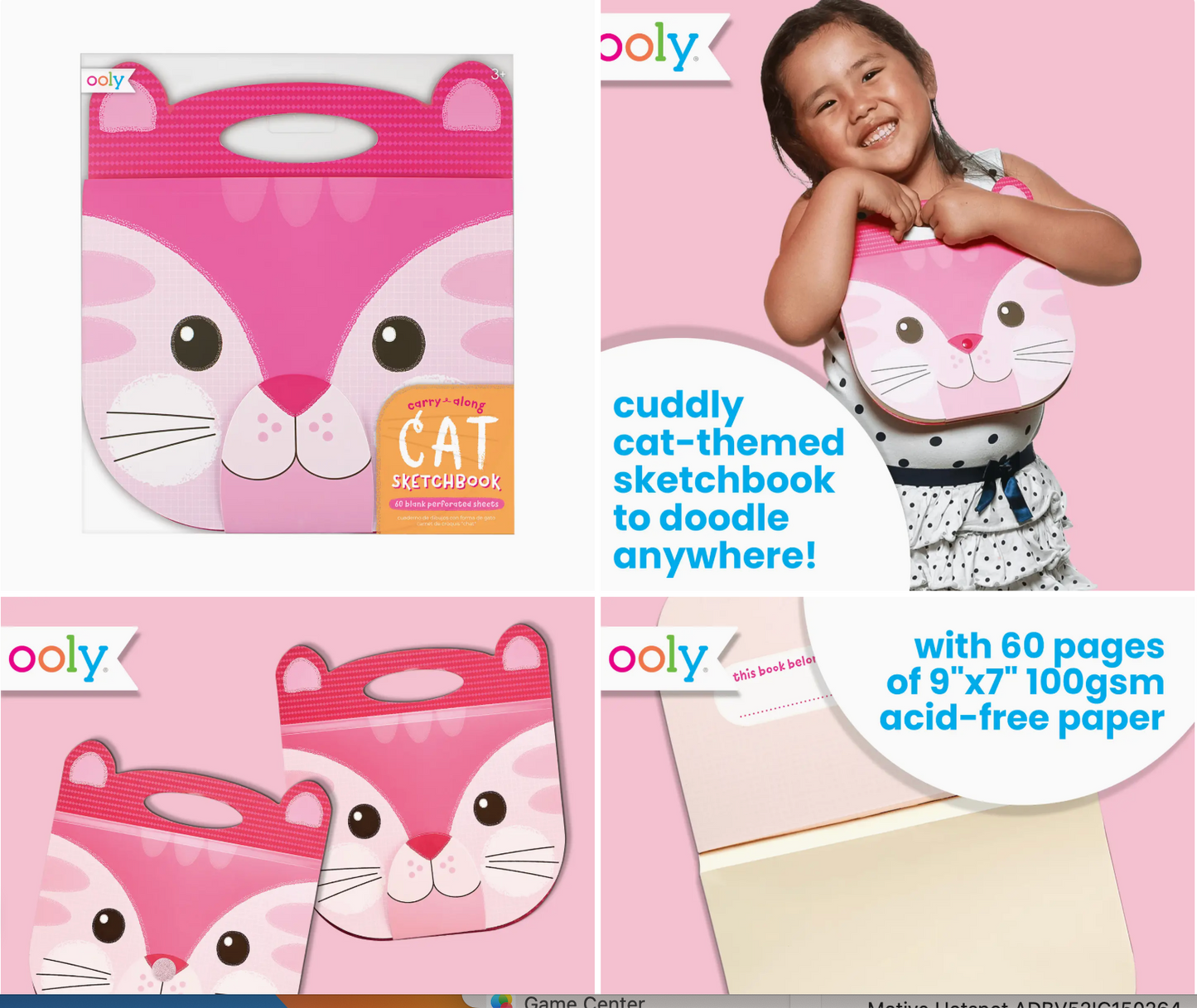 Carry Along Cat Sketchbook 9" X 7" - 60 Sheets