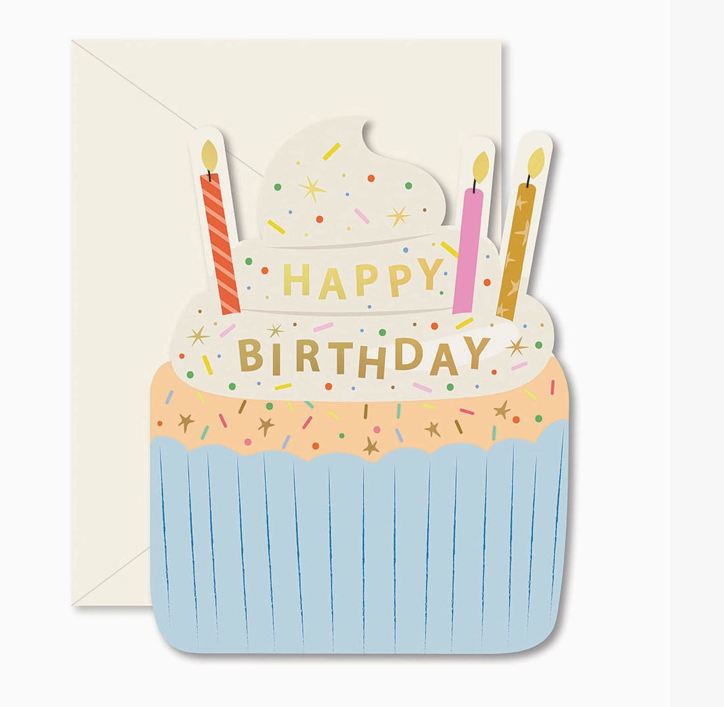Birthday Cupcake Die-Cut Folded Greeting Card