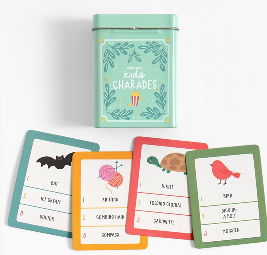 Kids Charades Game - Deck of Cards + Storage Tin