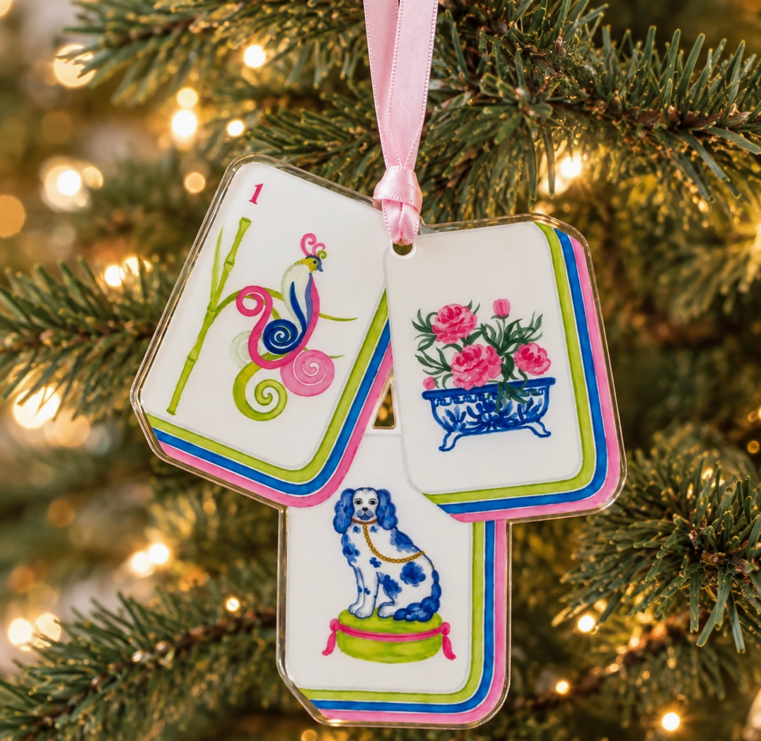 Mahjong Christmas Ornament Tile Acrylic