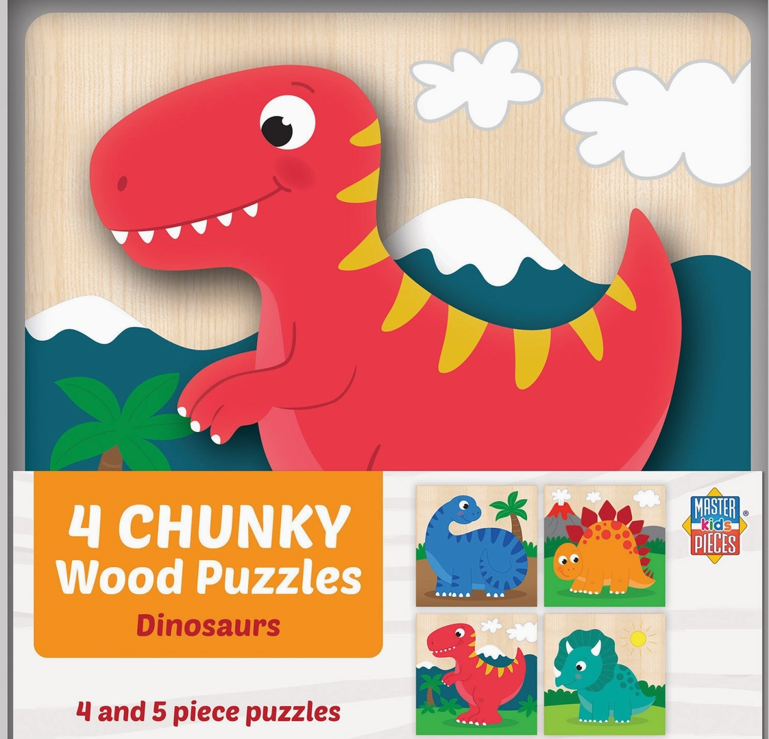 Dinosaurs Chunky Wood Puzzles - Kids 4 Pack