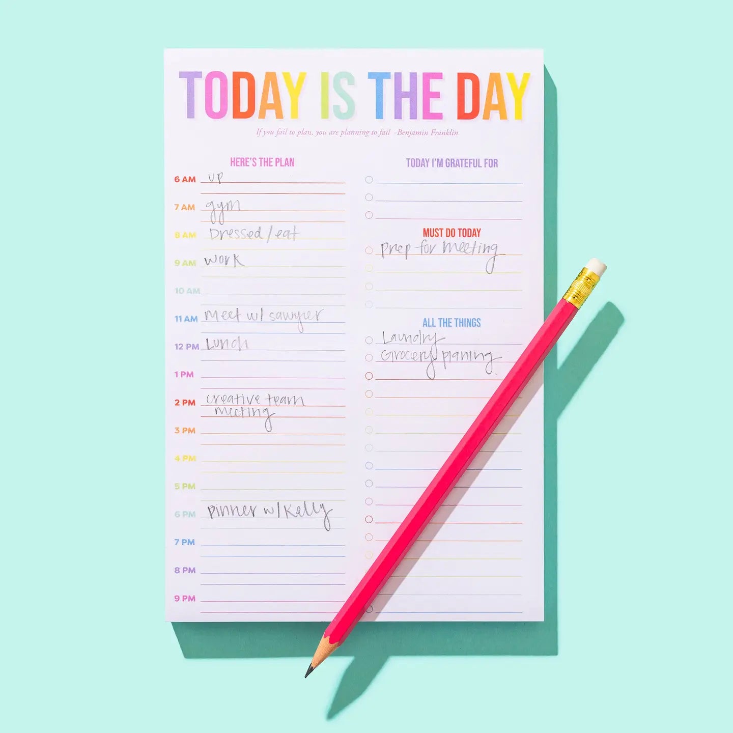 Daily Planner Notepad - "Today Is the Day"
