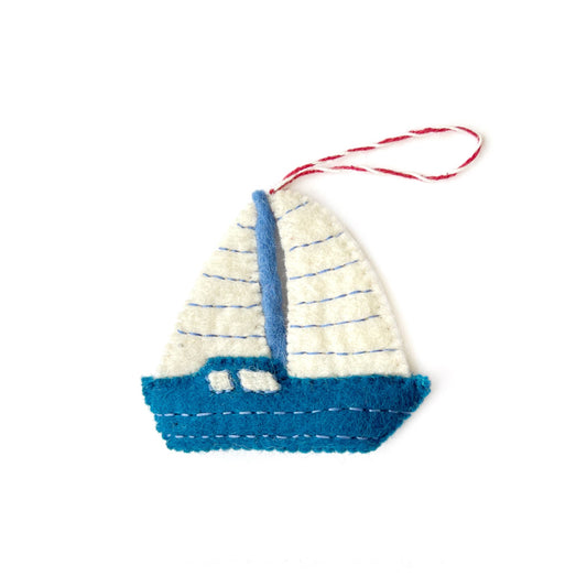 Sailboat Felt Wool Christmas Ornament