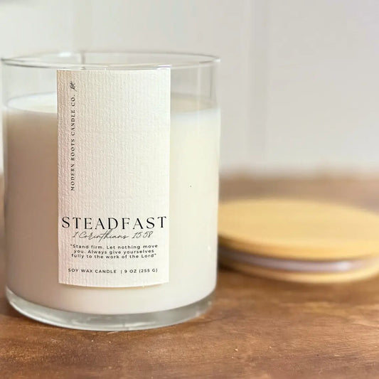 Steadfast | White Oak & Vanilla | 9oz. Clear Jar Soy Candle