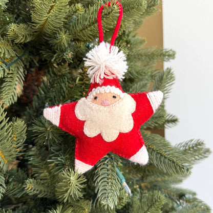 Star Santa Embroidered Christmas Ornament