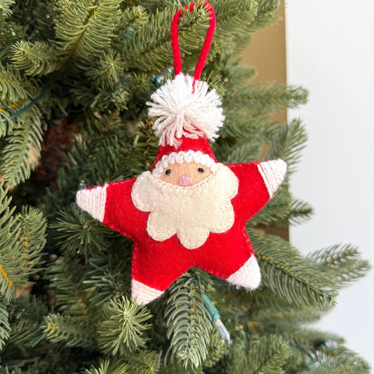 Star Santa Embroidered Christmas Ornament