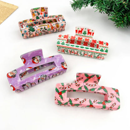 Christmas Series Rectangular Hair Claw Clips