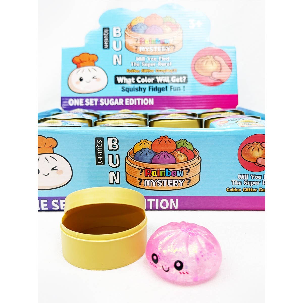 24pcs Mini Glitter Dumpling Squishy with Steamer