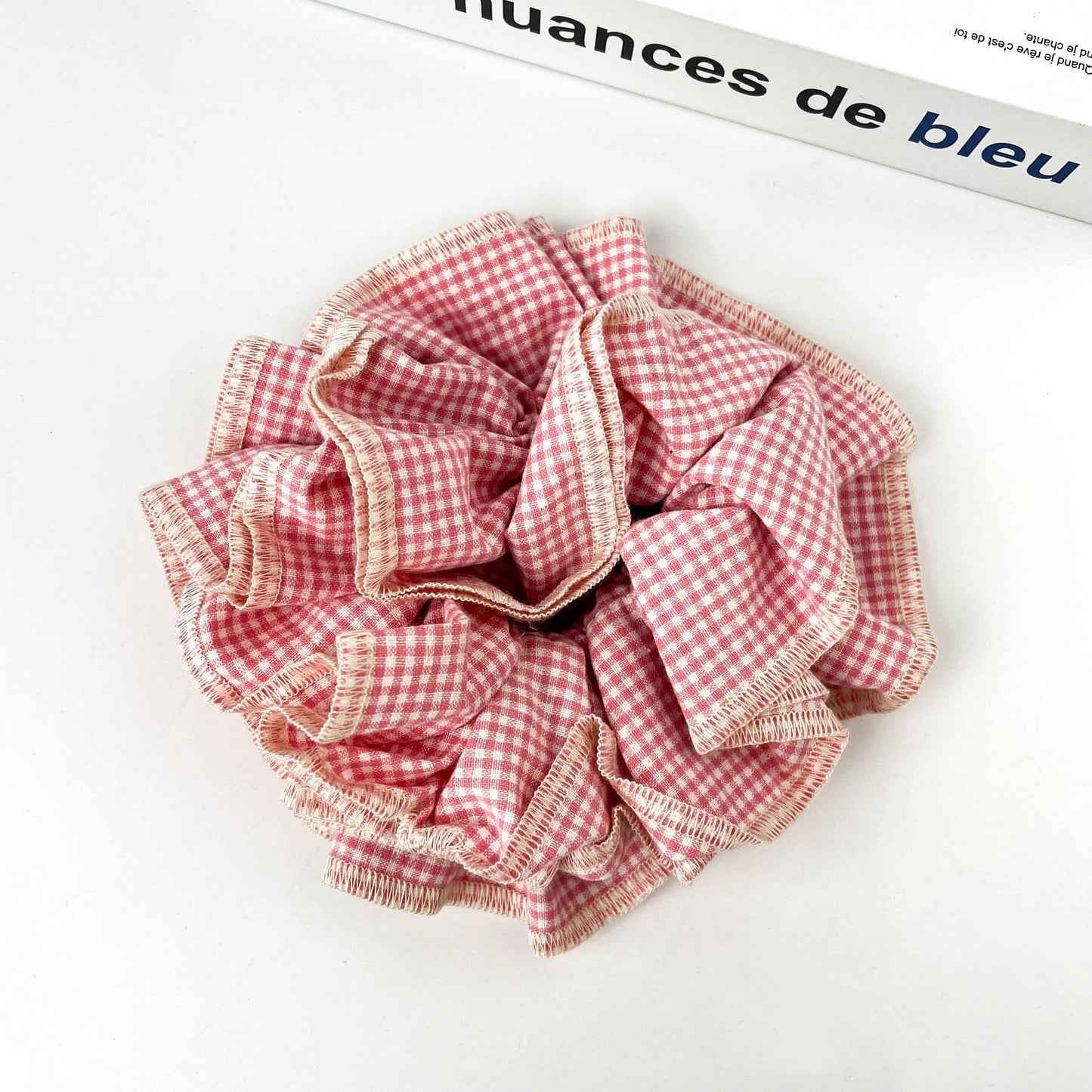 Diva Soap Retro Plaid Scrunchie – Double-Layered Two-Tone Hair Tie