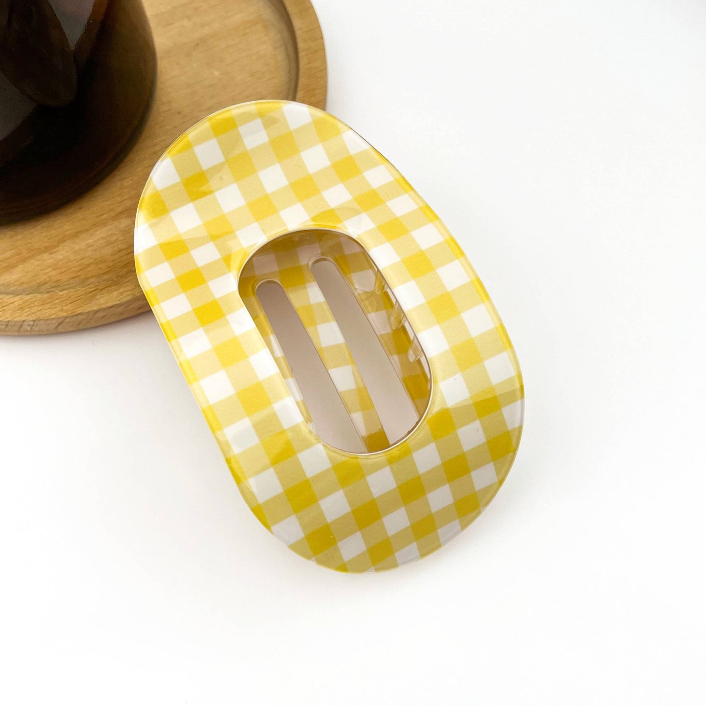 Acetate Gingham Large Claw Hair Clip