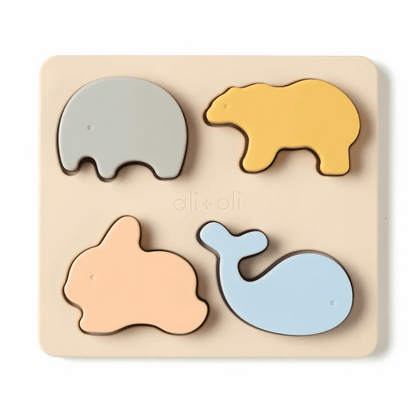 Baby Soft Silicone Mini-Animal Puzzle (4pc) Toys For Toddler