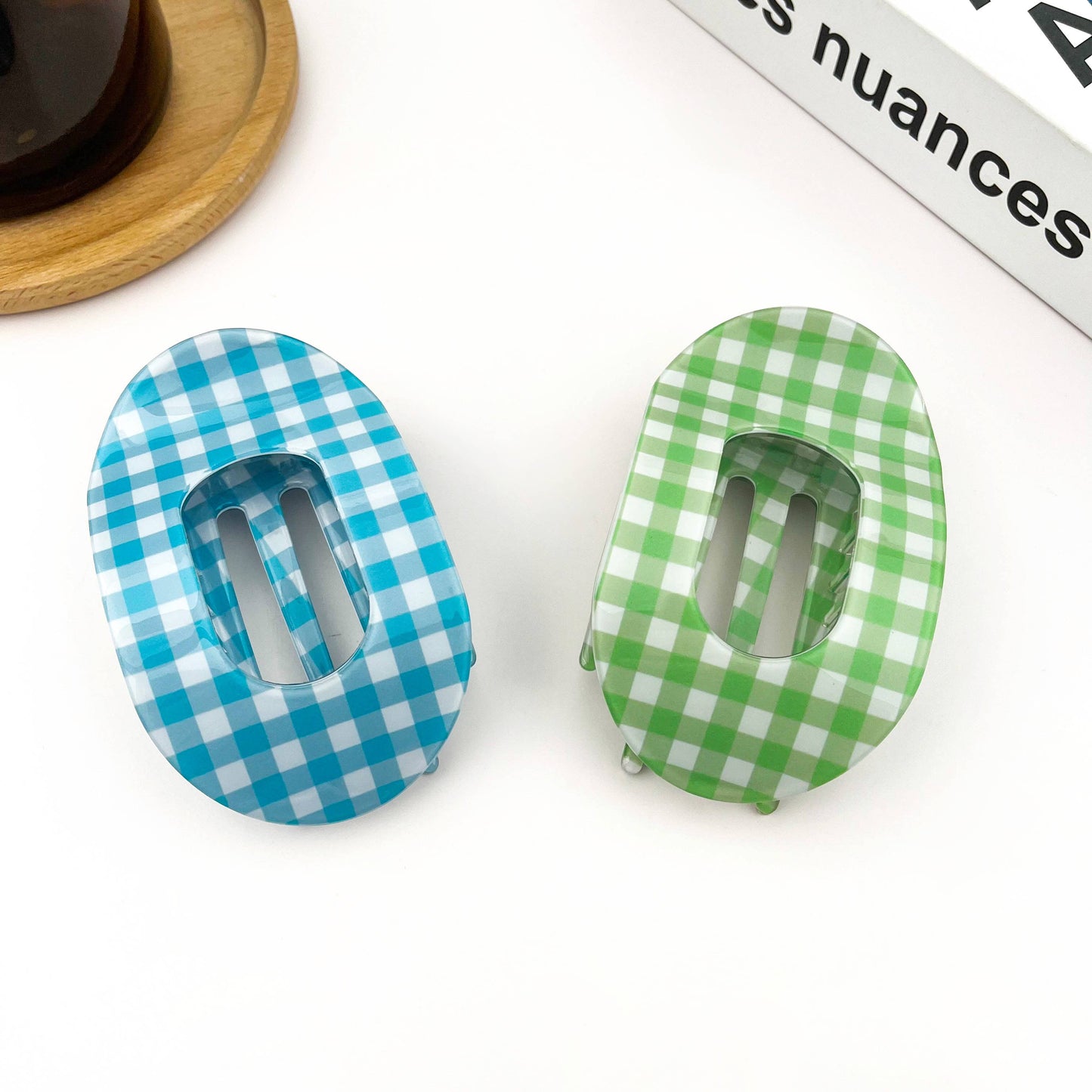 Acetate Gingham Large Claw Hair Clip