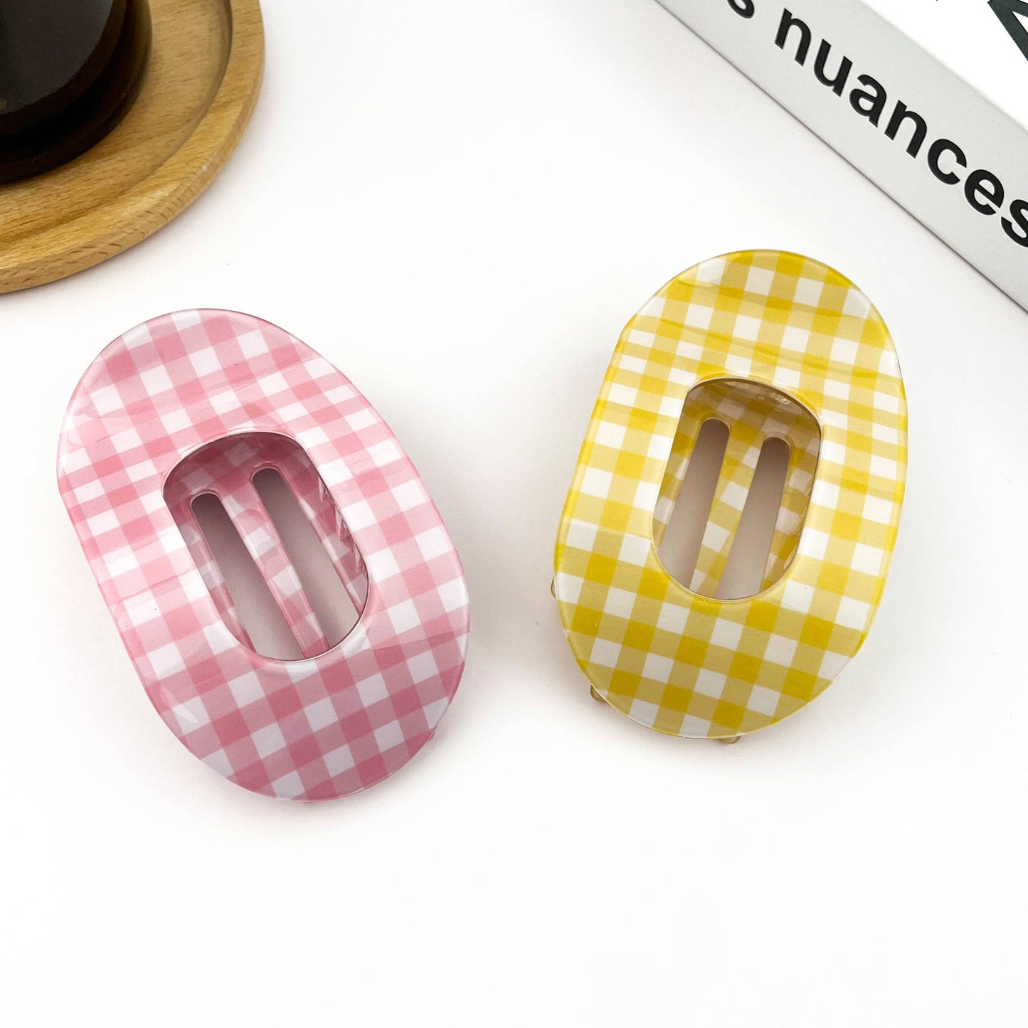 Acetate Gingham Large Claw Hair Clip