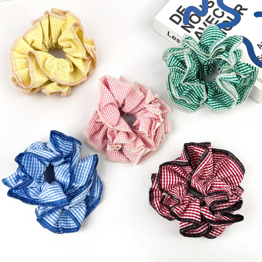Diva Soap Retro Plaid Scrunchie – Double-Layered Two-Tone Hair Tie