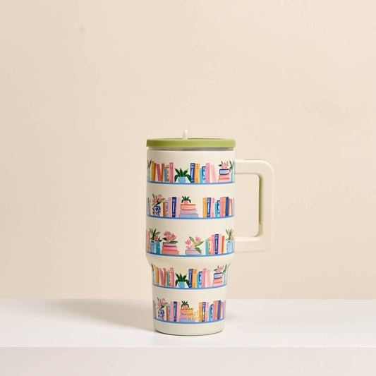20 oz Lifestyle Flip Straw Tumbler–Book Shelfie
