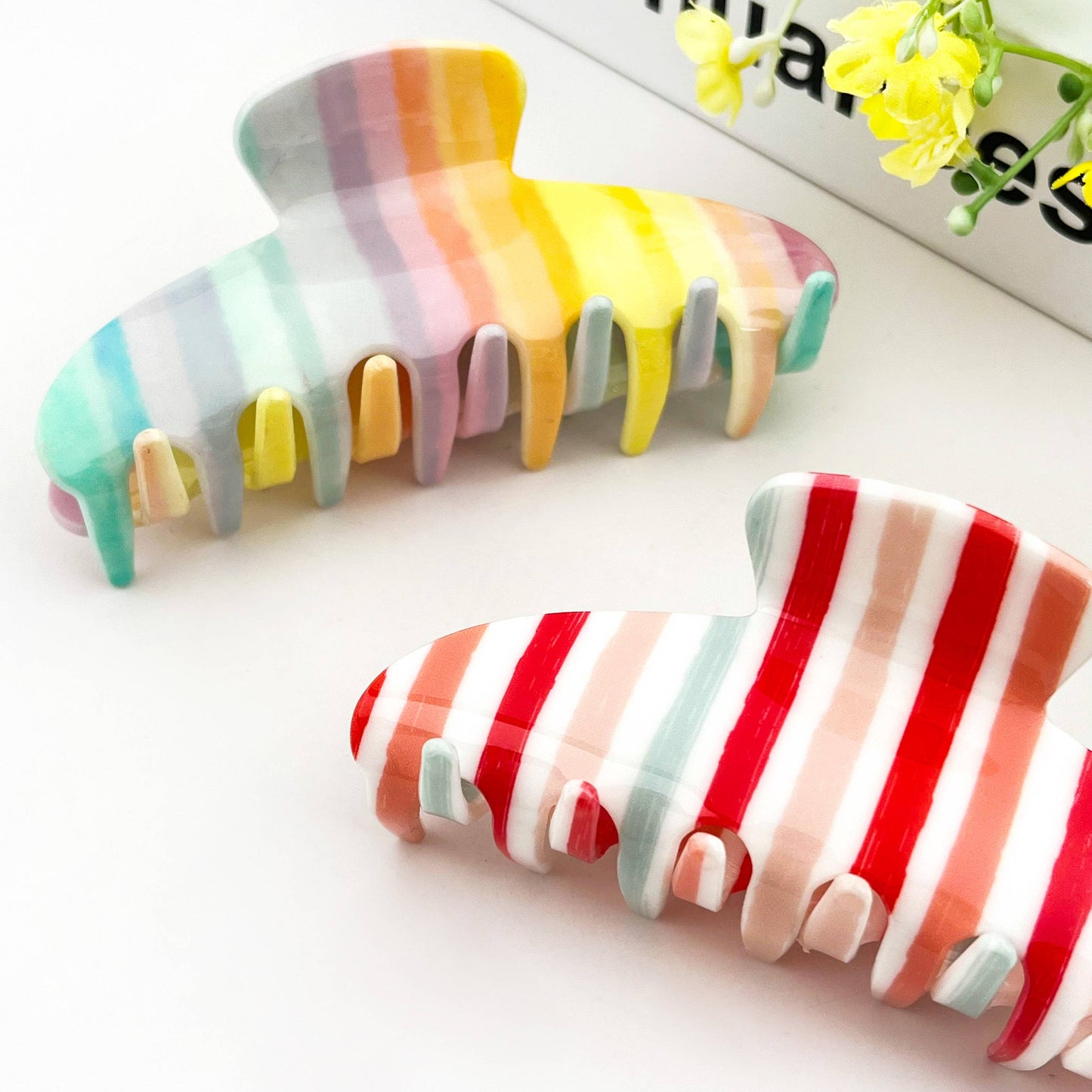 Colorful Striped Classic Hair Claw Clip