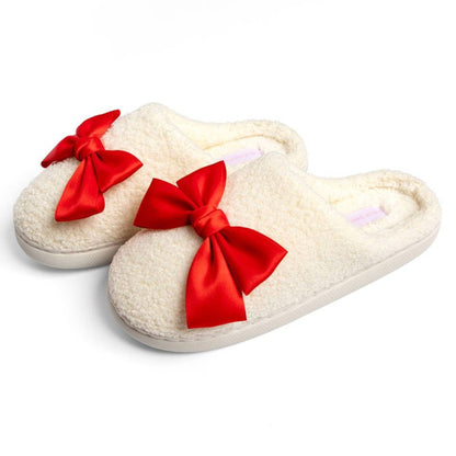 Red Coquette Bows Women’s Plush House Slippers