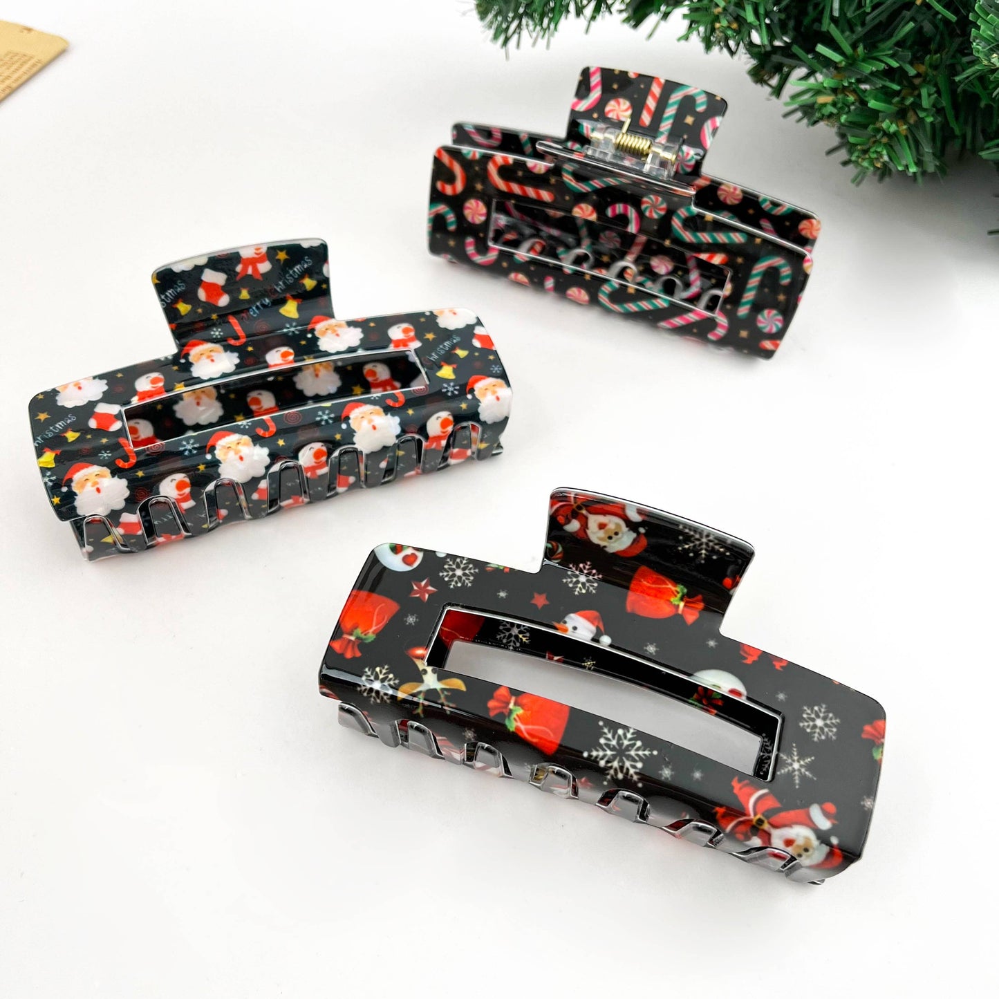 Christmas Series Rectangular Hair Claw Clips