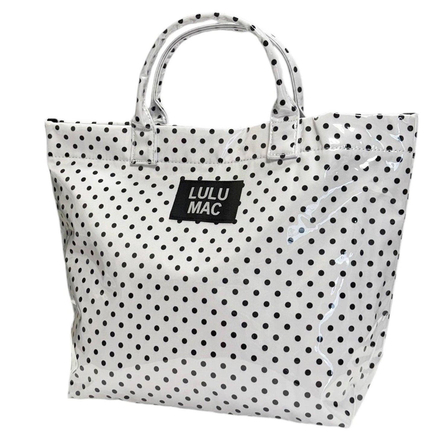 LM-BG-1003 TOTE BAG WHITE/BLACK DOT
