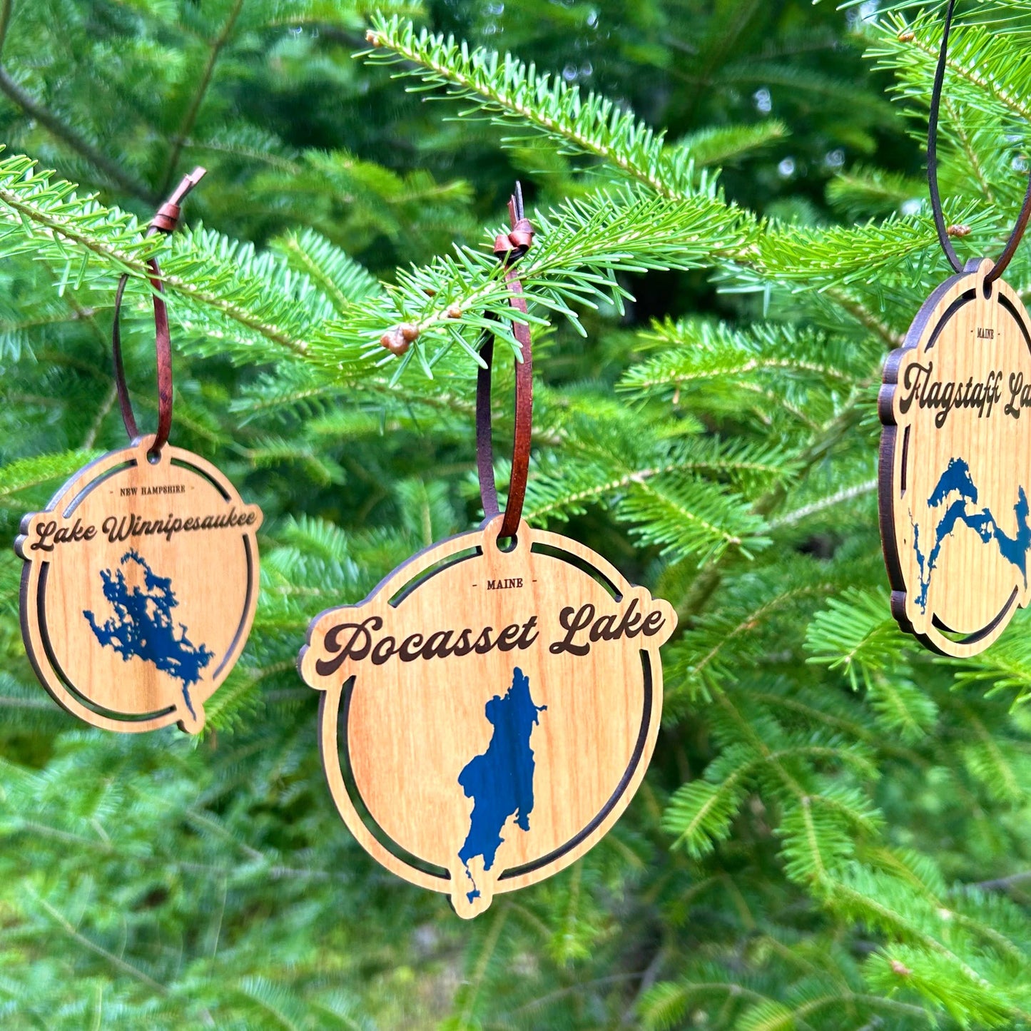 Wooden Lake Ornaments - Personalized