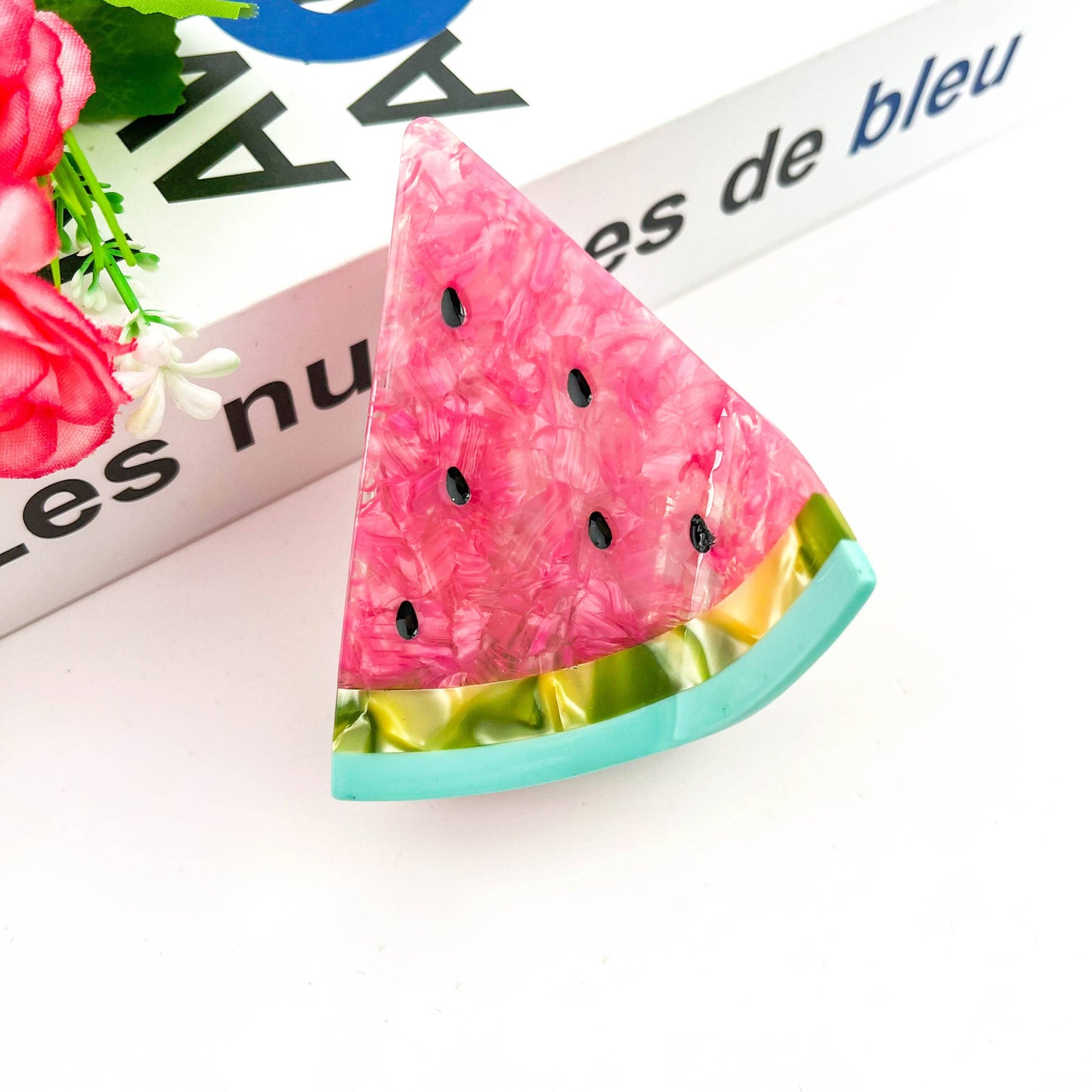 DIva Soap Triangular Watermelon Claw Clip, Acetate Fruit Hair Clip