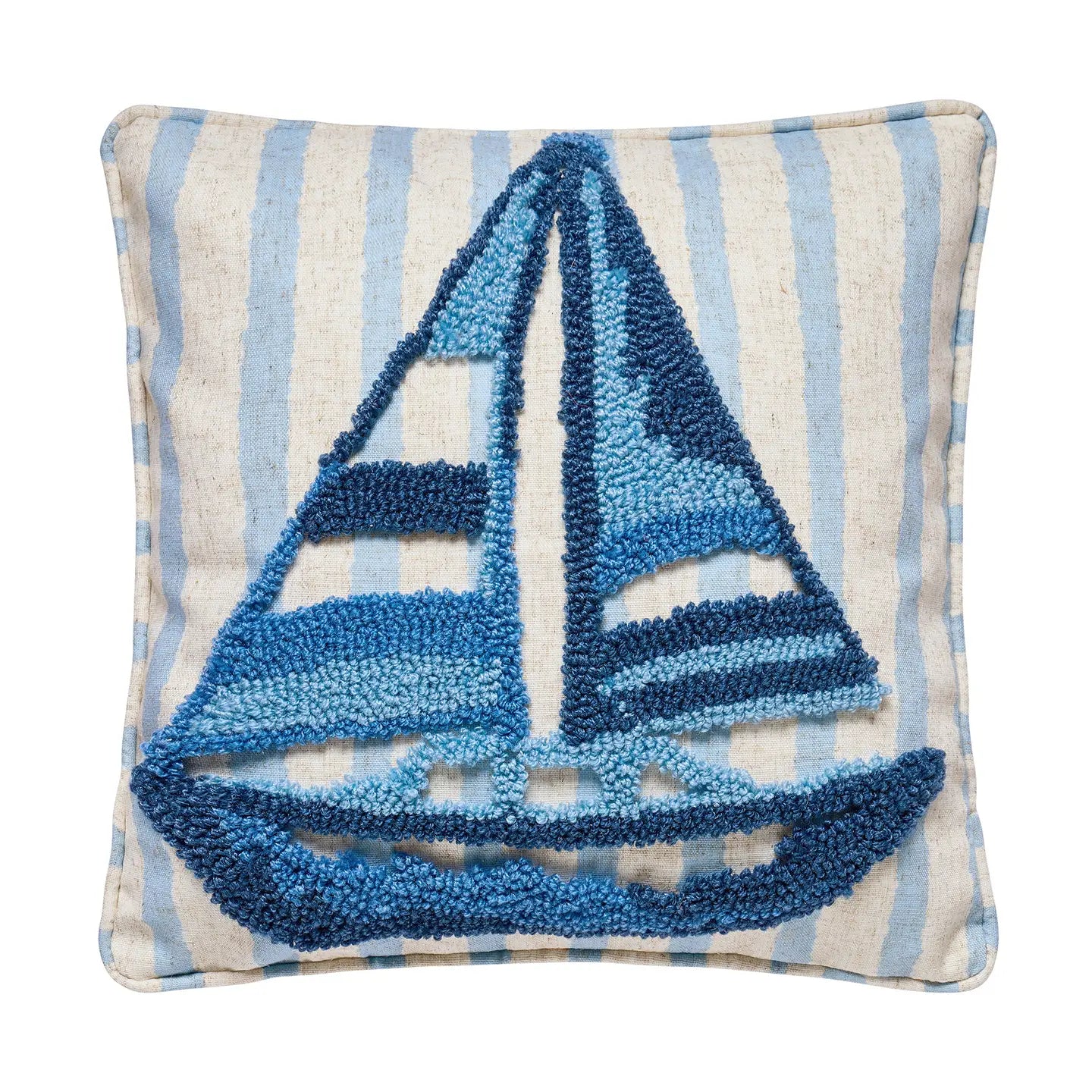 Coastal Sailboat Tufted Hook Pillow